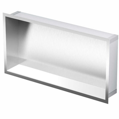 Indbygningshylde 30 x 60 x 10 cm i stål med glasbund