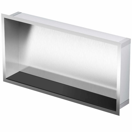 Indbygningshylde 30 x 60 x 10 cm i stål med glasbund