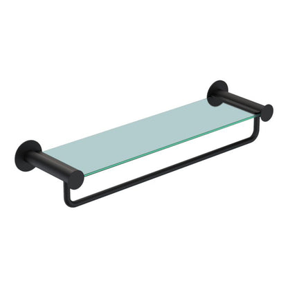 Væghylde med Håndklædeholder 40 cm Sort Stål og Hærdet Glas