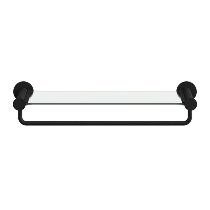 Væghylde med Håndklædeholder 40 cm Sort Stål og Hærdet Glas