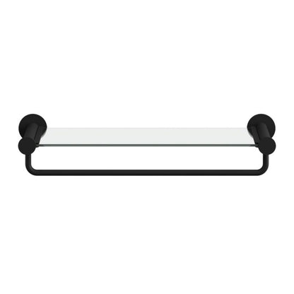 Væghylde med Håndklædeholder 40 cm Sort Stål og Hærdet Glas