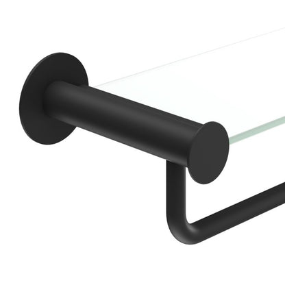 Væghylde med Håndklædeholder 40 cm Sort Stål og Hærdet Glas