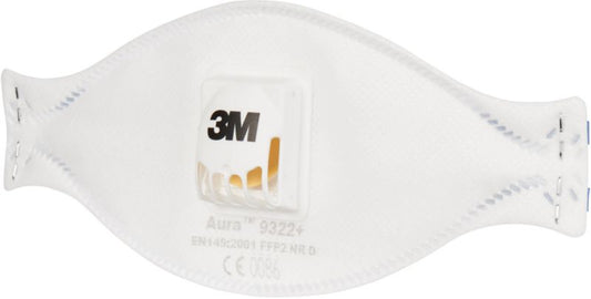3M Aura Cool Flow 9322+ FFP2 halvmaske med ventil, komfortabel, 2 stk.