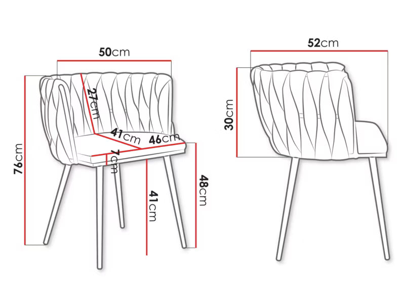Polstret Spisebordsstol Muz 50x52 cm Sort 2 Stk.