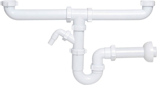 Rørsystem halv-sifon til 2-kammers køkkenvask Ani-plast