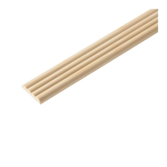 Bred, knastfri firedobbelt halvrund liste 4,5 x 35 x 2400 mm