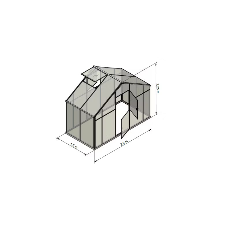 Polycarbonat Drivhus 150x290 cm