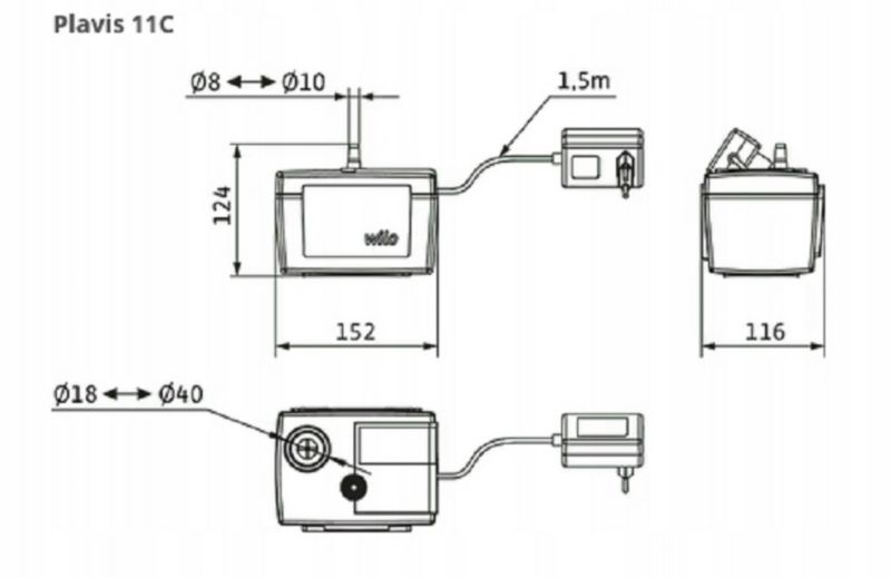 Wilo Plavis 011-C kondensatpumpe, 1 stk.