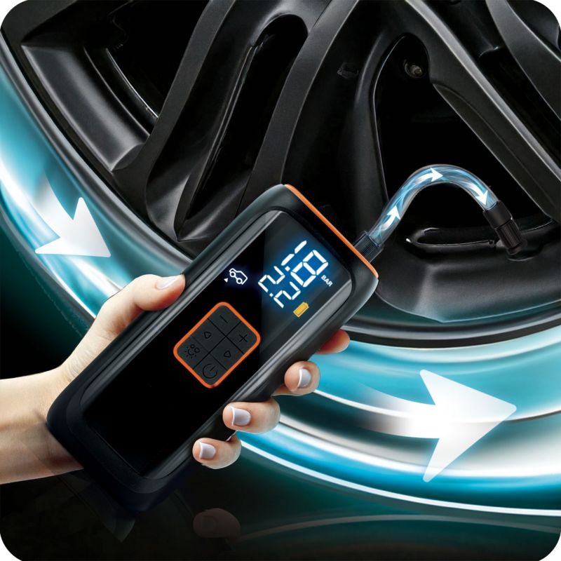 Humberg bærbar elektrisk dækkompressor med batteri – 1 stk.