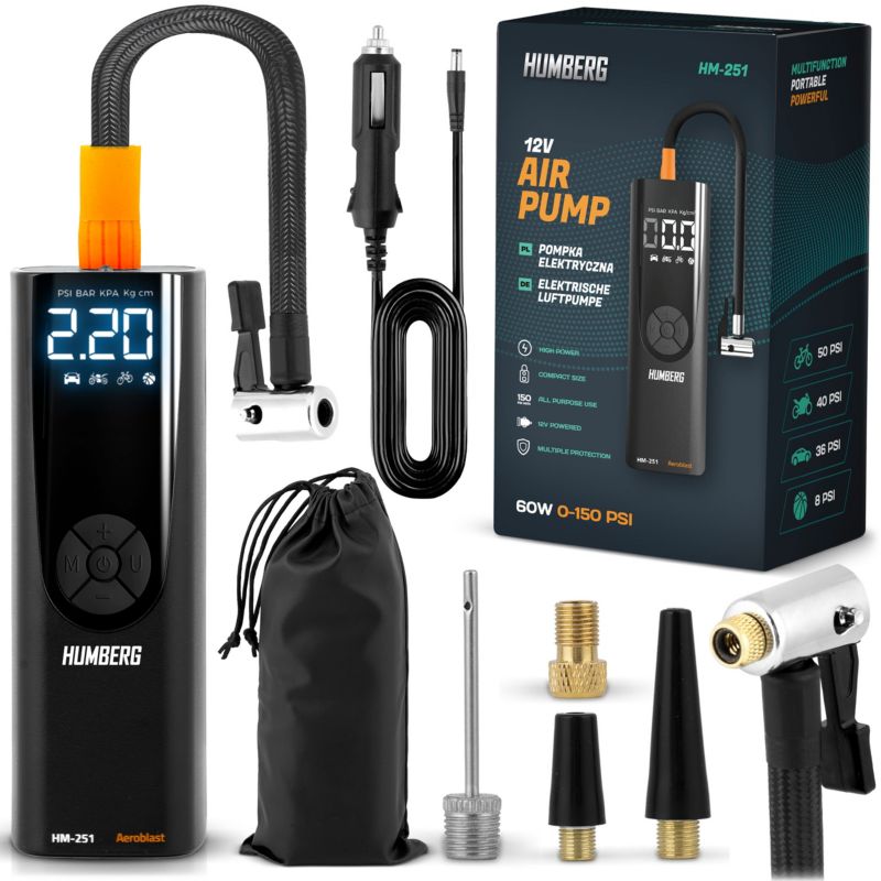 Humberg elektrisk pumpe bilkompressor 12 V cykelpumpe 1 stk.