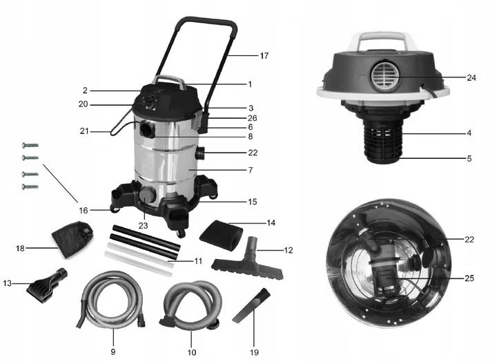 Poolstøvsuger 1400W 35 Liter med Pumpe