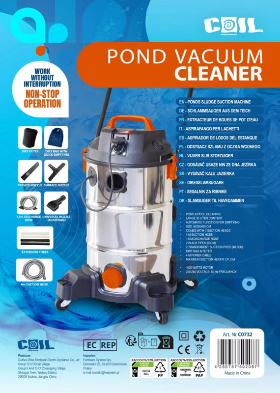 Poolstøvsuger 1400W 35 Liter med Pumpe