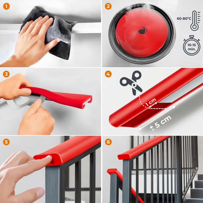 Trappegelænder Profil PVC 40x8 mm 1 m Sølv