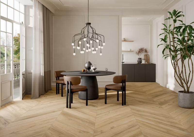 Porcelænsflise Chevron 15x85 cm Brun Trælook 1,02 m²