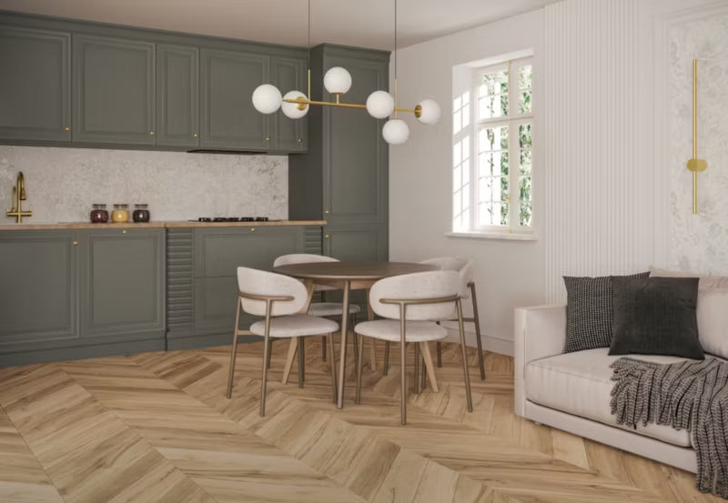 Porcelænsflise Chevron 15x85 cm Brun Trælook 1,02 m²
