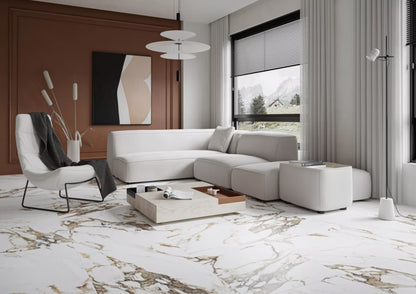 Porcelænsflise Golden Fantasy 60x120 cm Hvid 1,44 m²