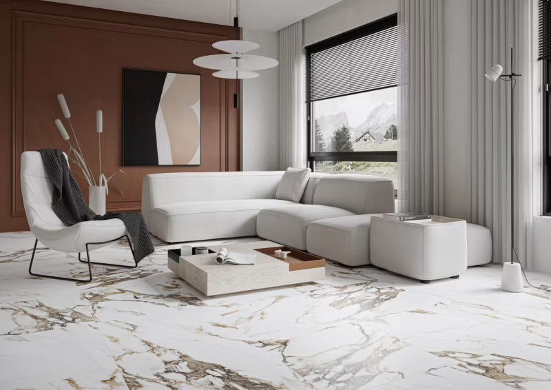 Porcelænsflise Golden Fantasy 60x120 cm Hvid 1,44 m²