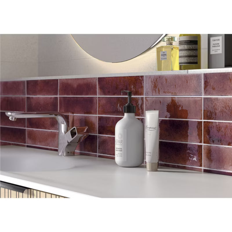 Porcelænsflise Jazba 6x24,6 cm Brun Blank 0,5 m²