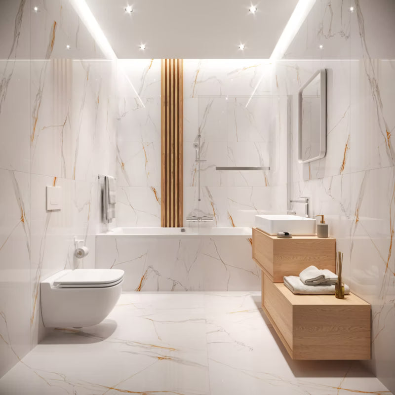 Porcelænsflise Sidamo 60x60 cm Hvid Marmorlook 1,44 m²
