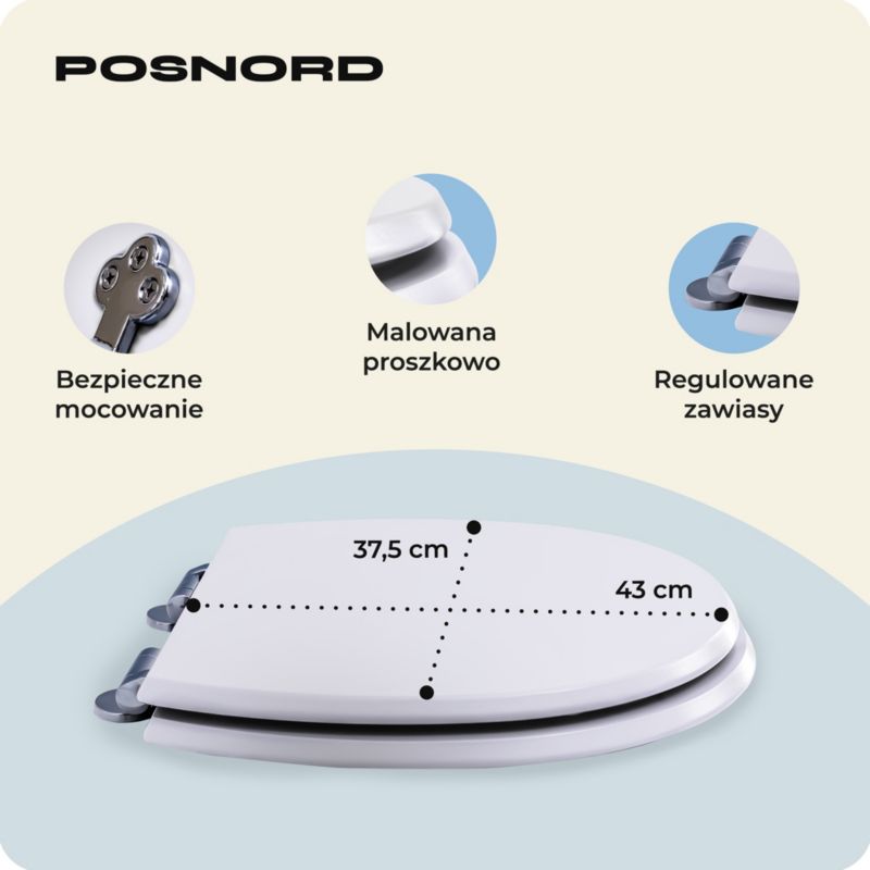 Toiletsæde MDF Hvid Softclose Universal 43,5x37,5 cm 5904365264860