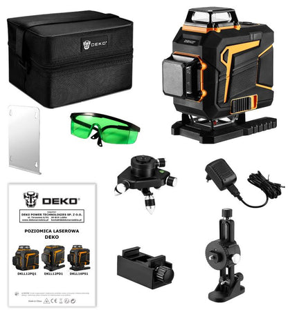 DEKO 4D planlaser med 360° krydslaser i grøn farve, komplet sæt