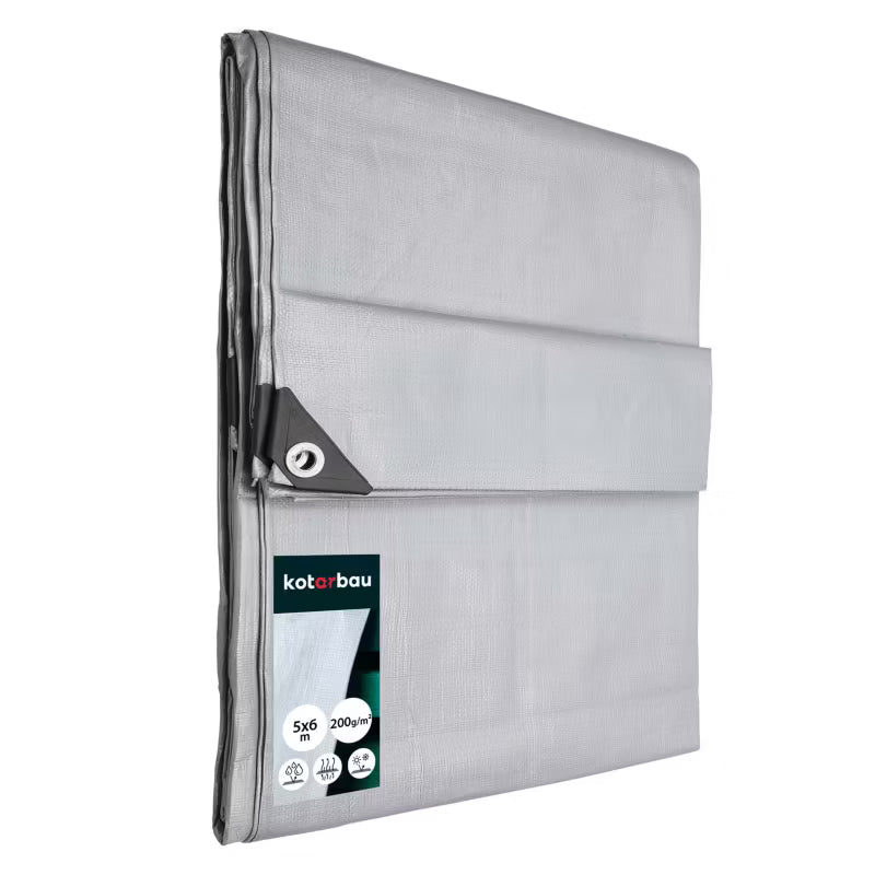 Presenning 5x6 m 200 g/m² Sølv