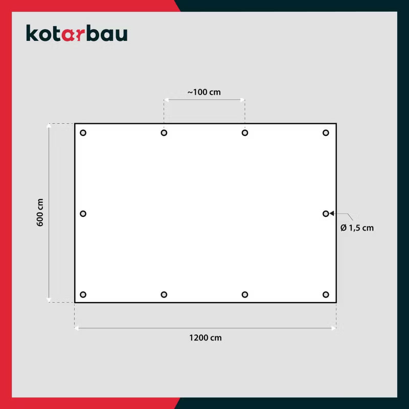 Presenning 6x12 m 200 g/m² Sølv
