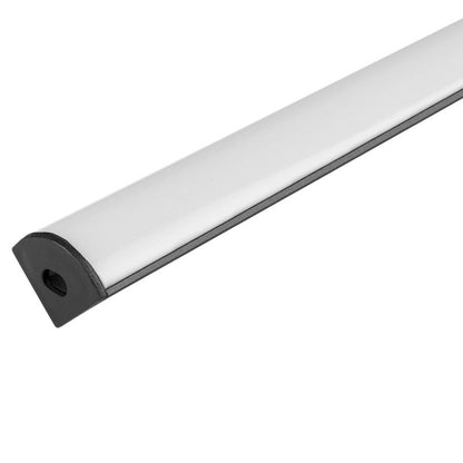 XUDO hjørne LED-profil 2 m mat-sort med mælkehvid skærm, 1 stk.