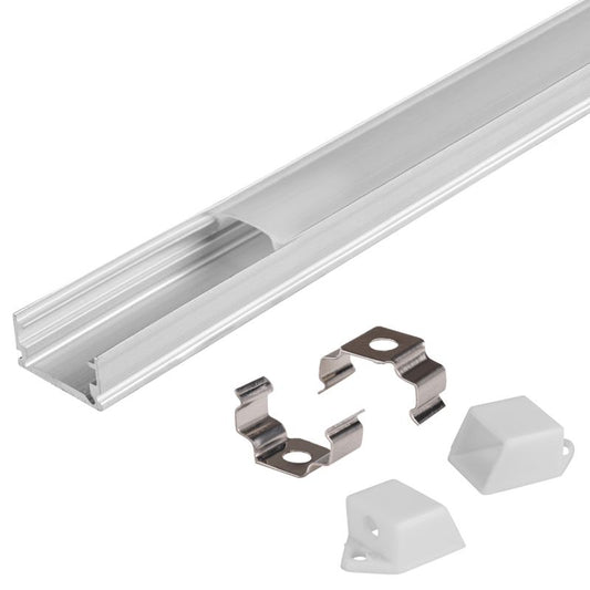 XUDO Slim LED-profil 2 m anodiseret med mælkehvid skærm, 1 stk.