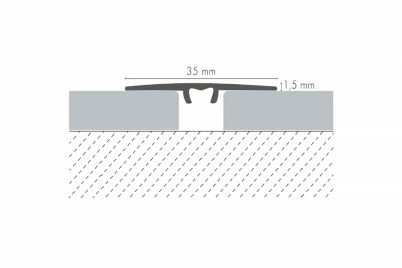 Aluminiumsprofil T-Profil 35 mm Eg Lys 0,93 m
