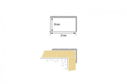 Aluminium Trappeprofil 25x20 mm Sølv Mat Selvklæbende 270 cm