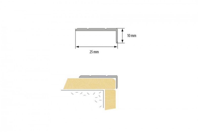 Aluminium Trappeprofil 25x10 mm Guld Mat 200 cm