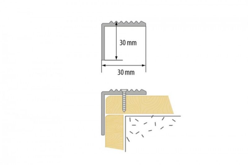 Aluminium Trappeprofil Riflet 100x3x3 cm Champagne 1 stk.