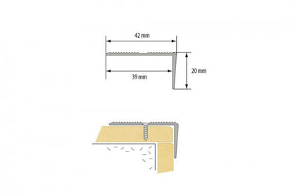 Aluminium Trappetrinprofil 200 cm Guld Mat