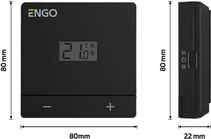 Salus Engo trådløs døgnprogrammer med batteri i mat‑sort finish