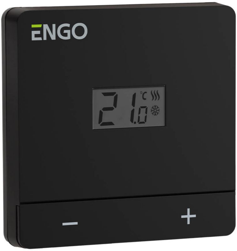 Salus Engo trådløs døgnprogrammer med batteri i mat‑sort finish