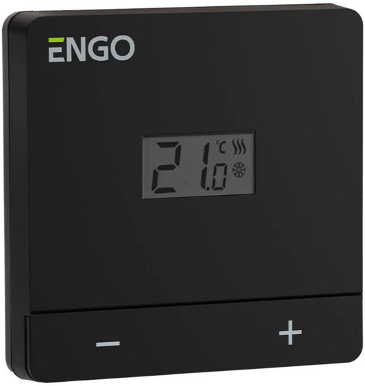 Salus Engo trådløs døgnprogrammer med batteri i mat‑sort finish