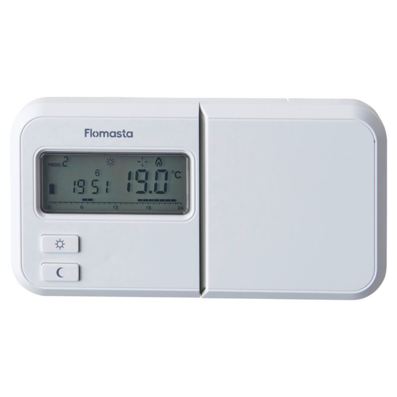 Ugetermostat LCD med Ledning 115x92 mm Hvid