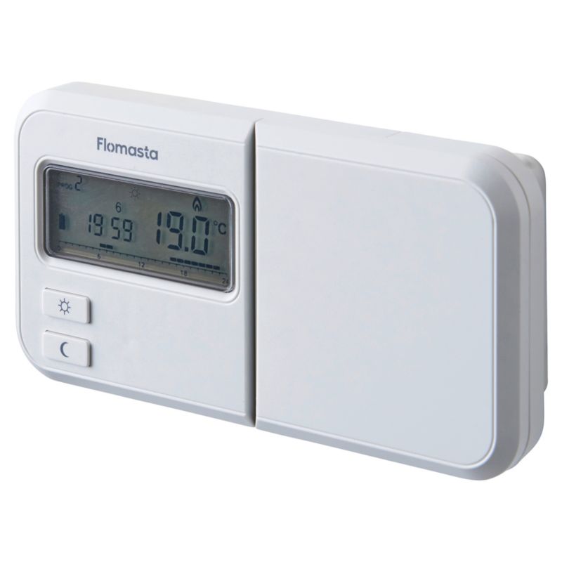 Ugetermostat LCD med Ledning 115x92 mm Hvid