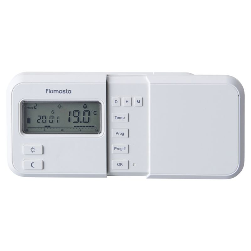 Ugetermostat LCD med Ledning 115x92 mm Hvid
