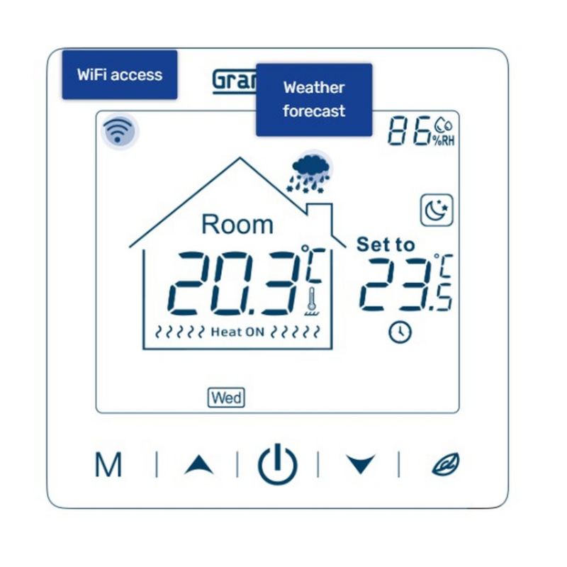Wi-Fi Termostat SN-20 86x86 mm Sort