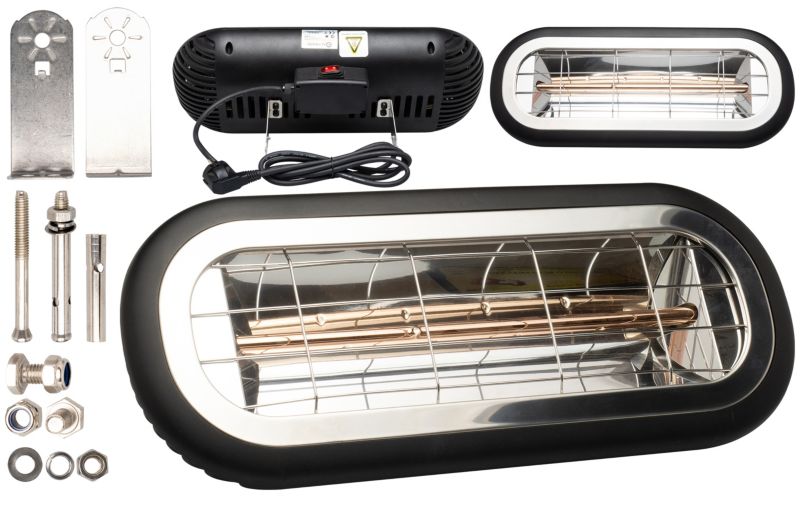 Infrarød Terrassevarmer K-OPM 2000W IP65 Sort | 5906395112869