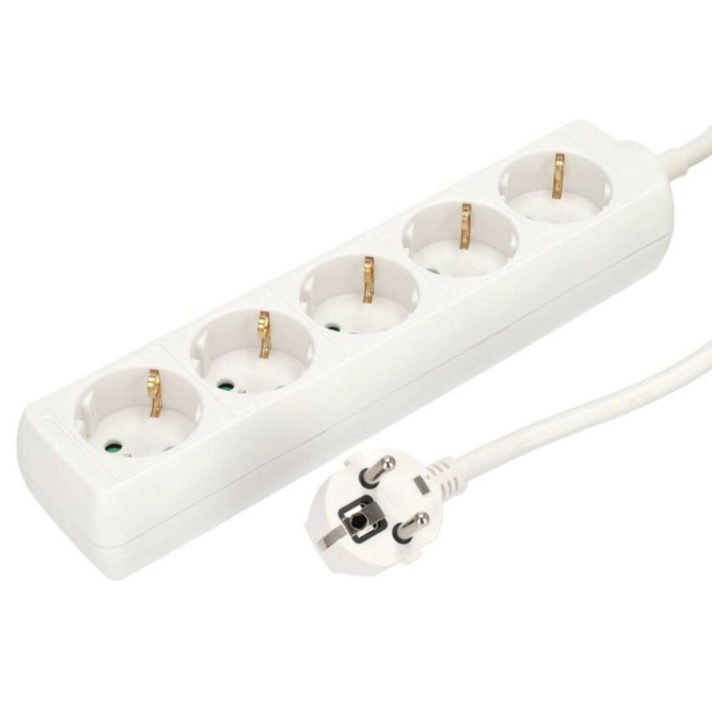 Bærbar hjemmeforlænger Edo Logan S White 5-vejs Schuko 3 m EDO777572 1 stk.