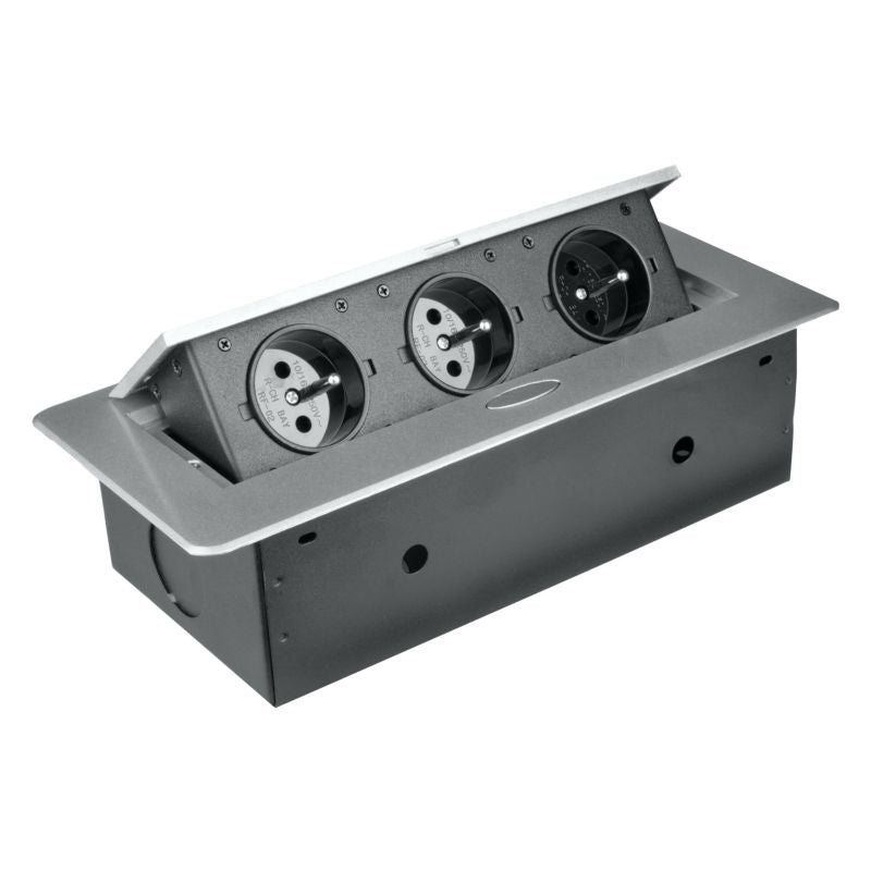 Bordmonteret forlængerledning DPM Solid med 3 stik og jord, 26,6 x 11,9 cm