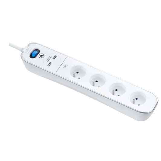 Masterplug forlængerledning 4 x 16 A 3 x 1,5 mm² 2 x USB 2 m hvid