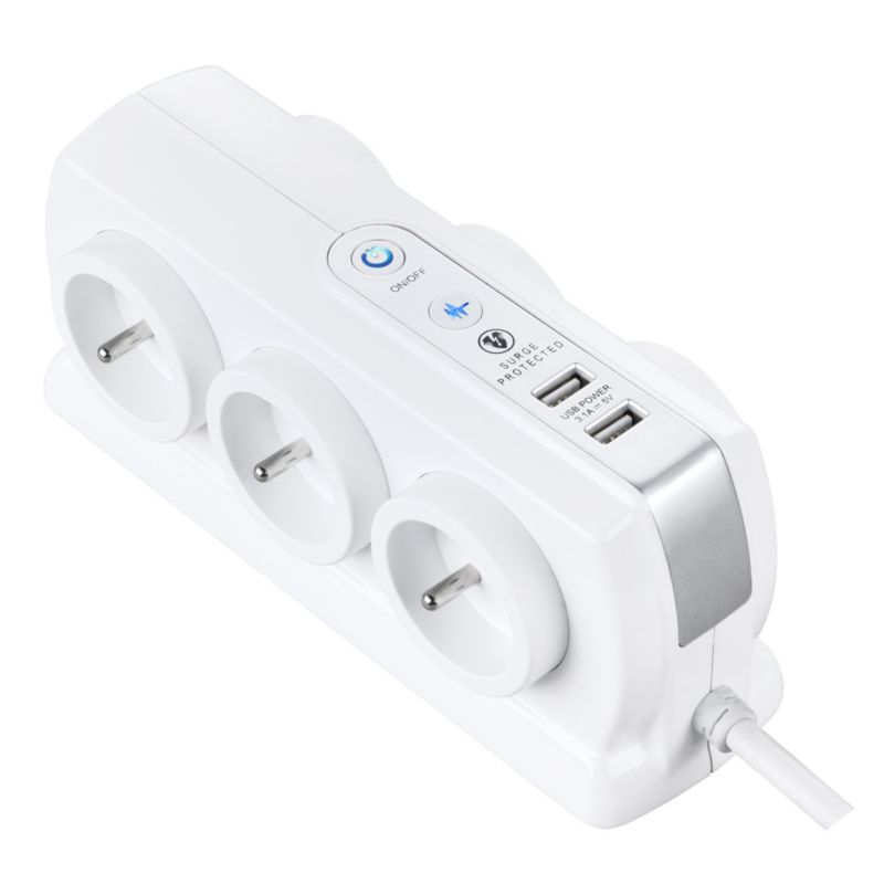 Masterplug forlængerledning 6 x 16 A 3 x 1,5 mm² USB 2 m hvid