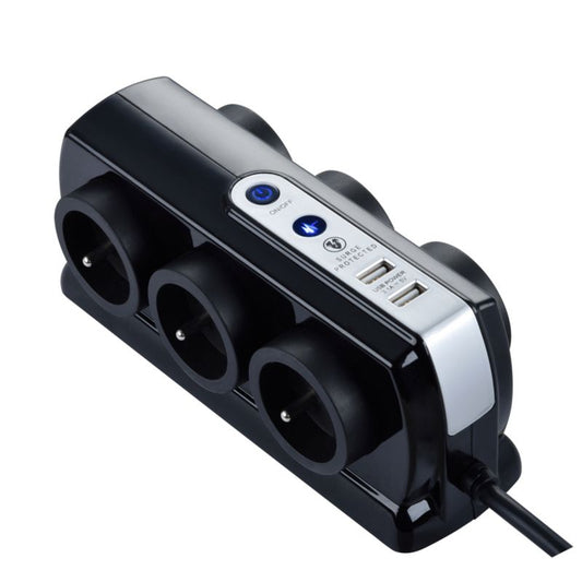 Masterplug forlængerledning 6 x 16 A 3 x 1,5 mm² USB 2 m sort