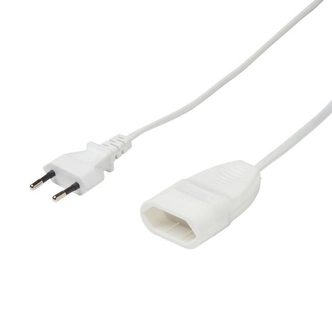 Husstandsforlængerledning 2 x 0,75 mm² 3 m hvid