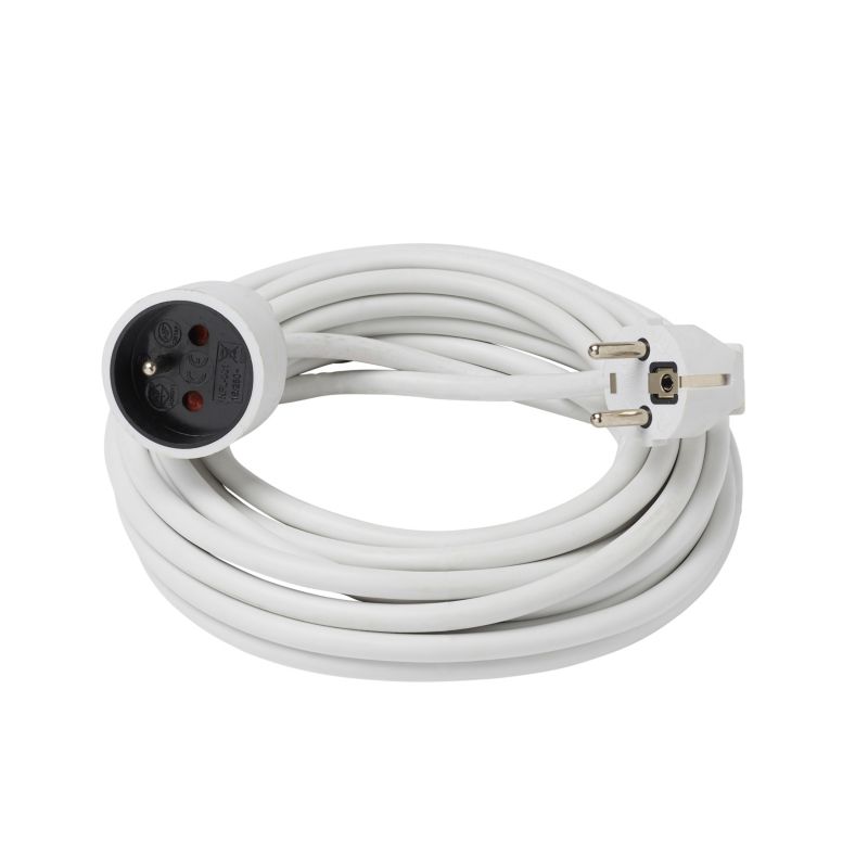 Hvid boligforlængerkabel 3 x 1,5 mm² 10 m