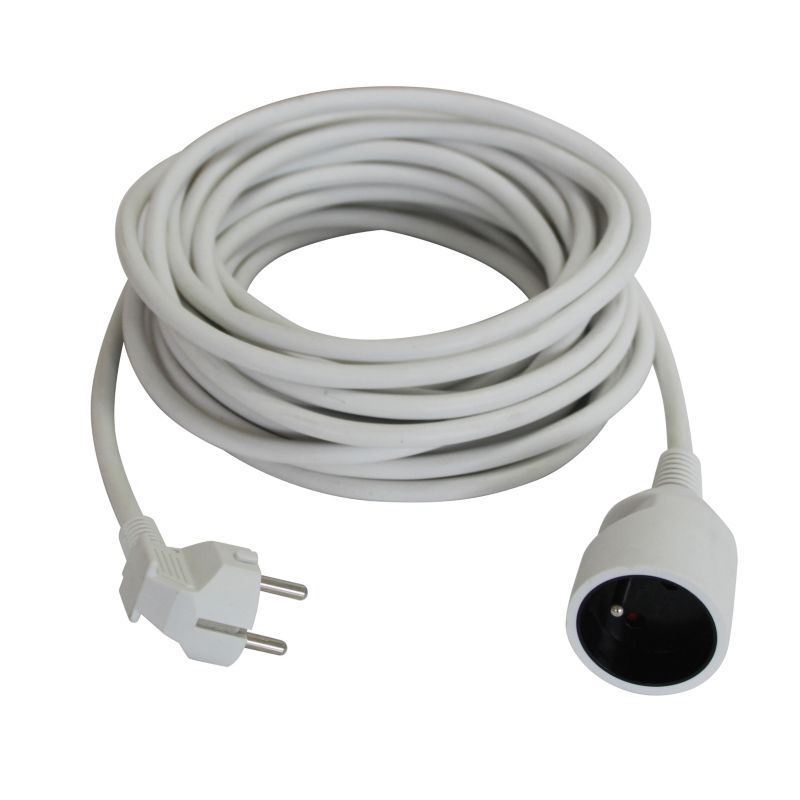Hvid boligforlængerkabel 3 x 1,5 mm² 10 m